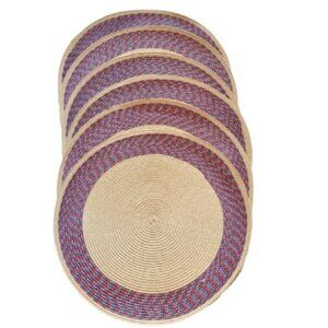 SONOMA Round Braided Placemats  Set of 6 Red and Blue Colorful 15" diameter